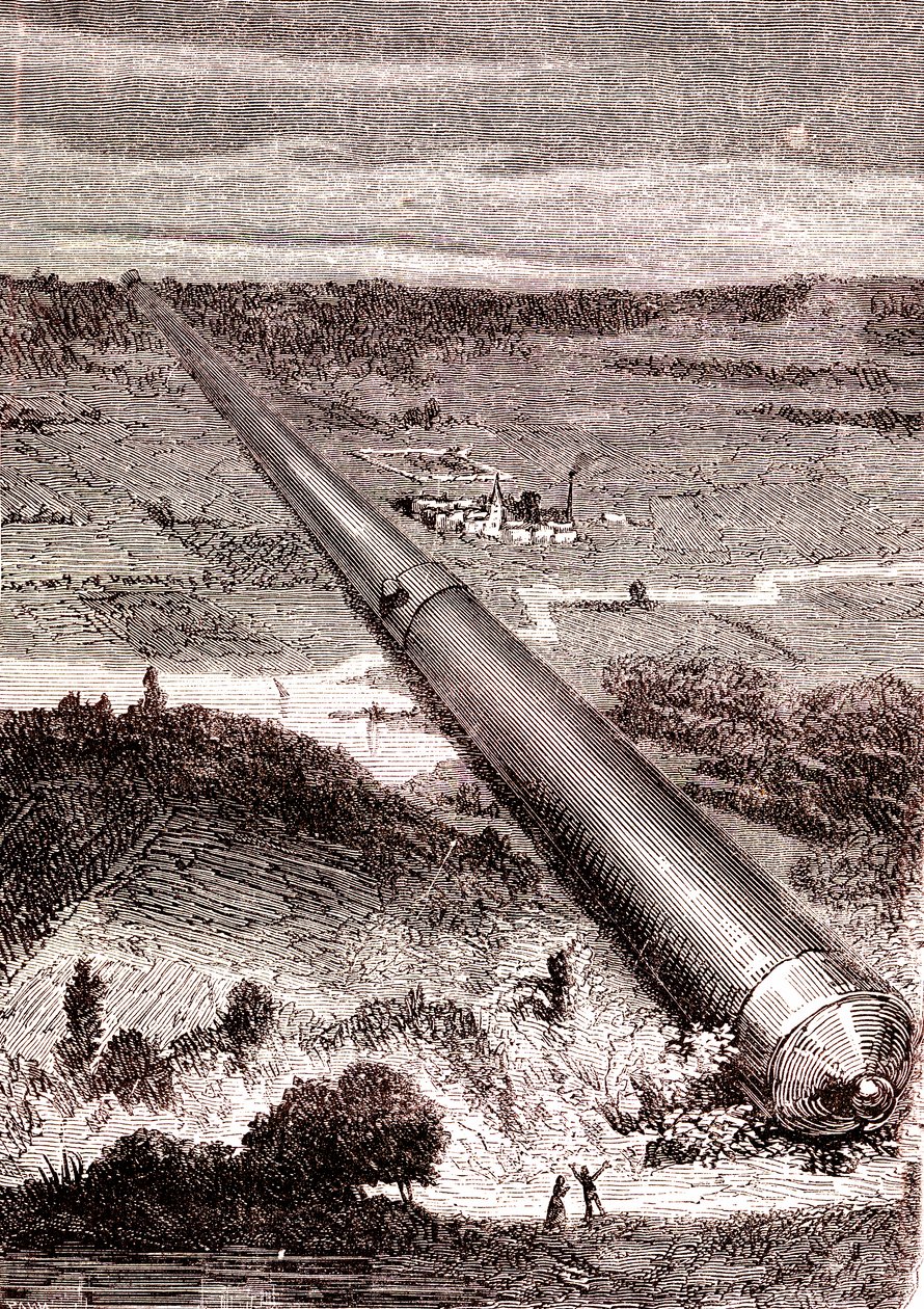 Het gigantische ruimtekanon van J. T. Maston, "Van de aarde naar de maan" door Jules Verne door Henri de Montaut