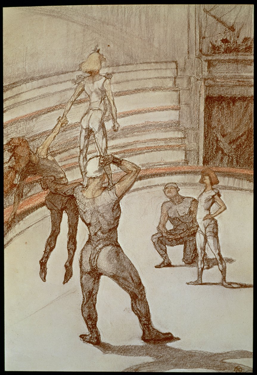 Acrobaten in het circus door Henri de Toulouse-Lautrec