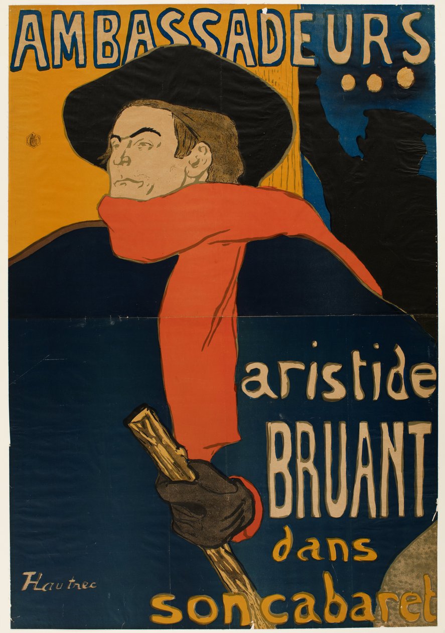 Ambassadeurs: Aristide Bruant in zijn cabaret door Henri de Toulouse-Lautrec