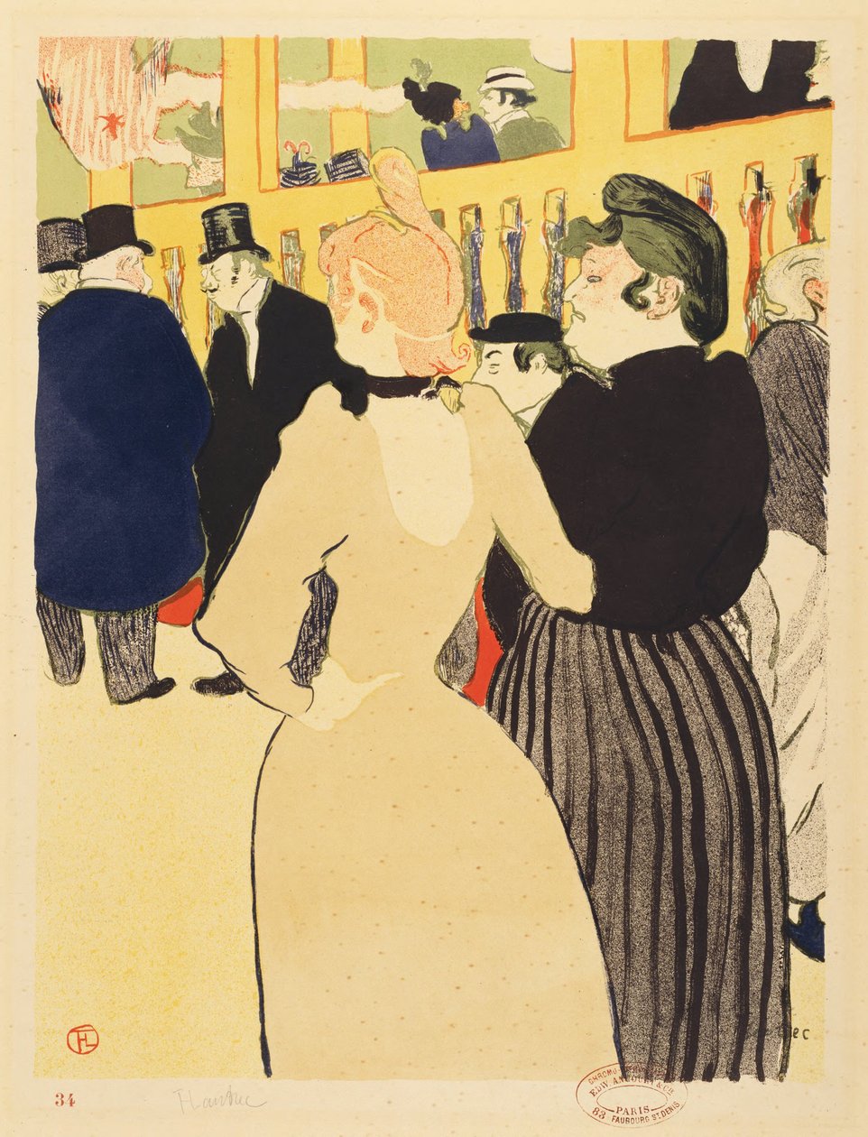 In de Moulin Rouge (La Goulue en haar zus) door Henri de Toulouse-Lautrec