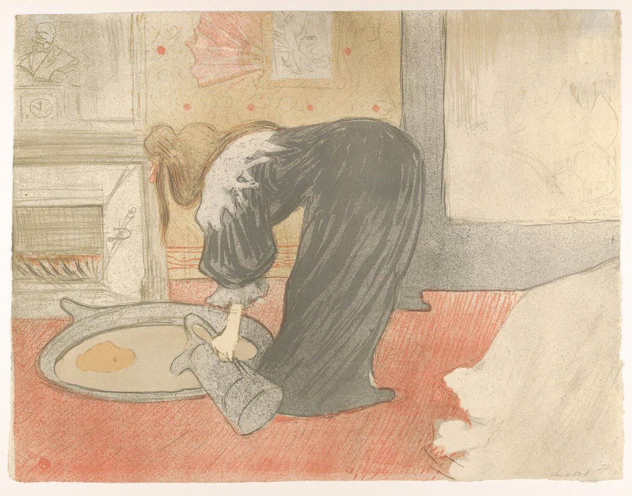 Een bad vullen, uit «Elles» door Henri de Toulouse-Lautrec