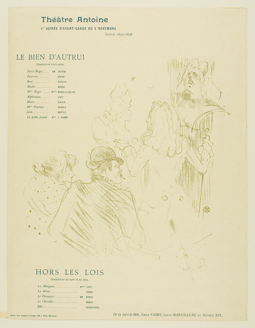 Eerbetoon aan Molière door Henri de Toulouse-Lautrec