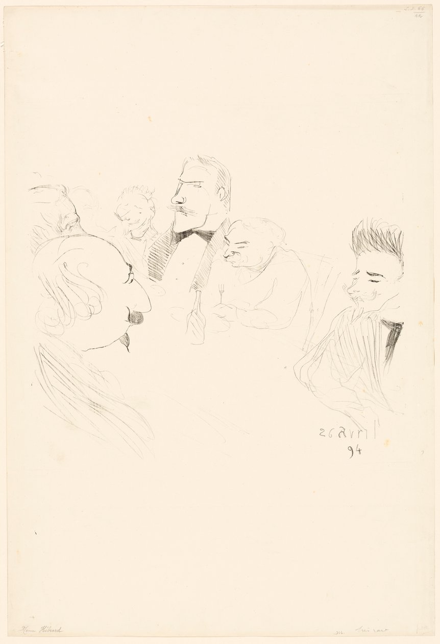 Menukaart voor Adrien Hébrard door Henri de Toulouse-Lautrec