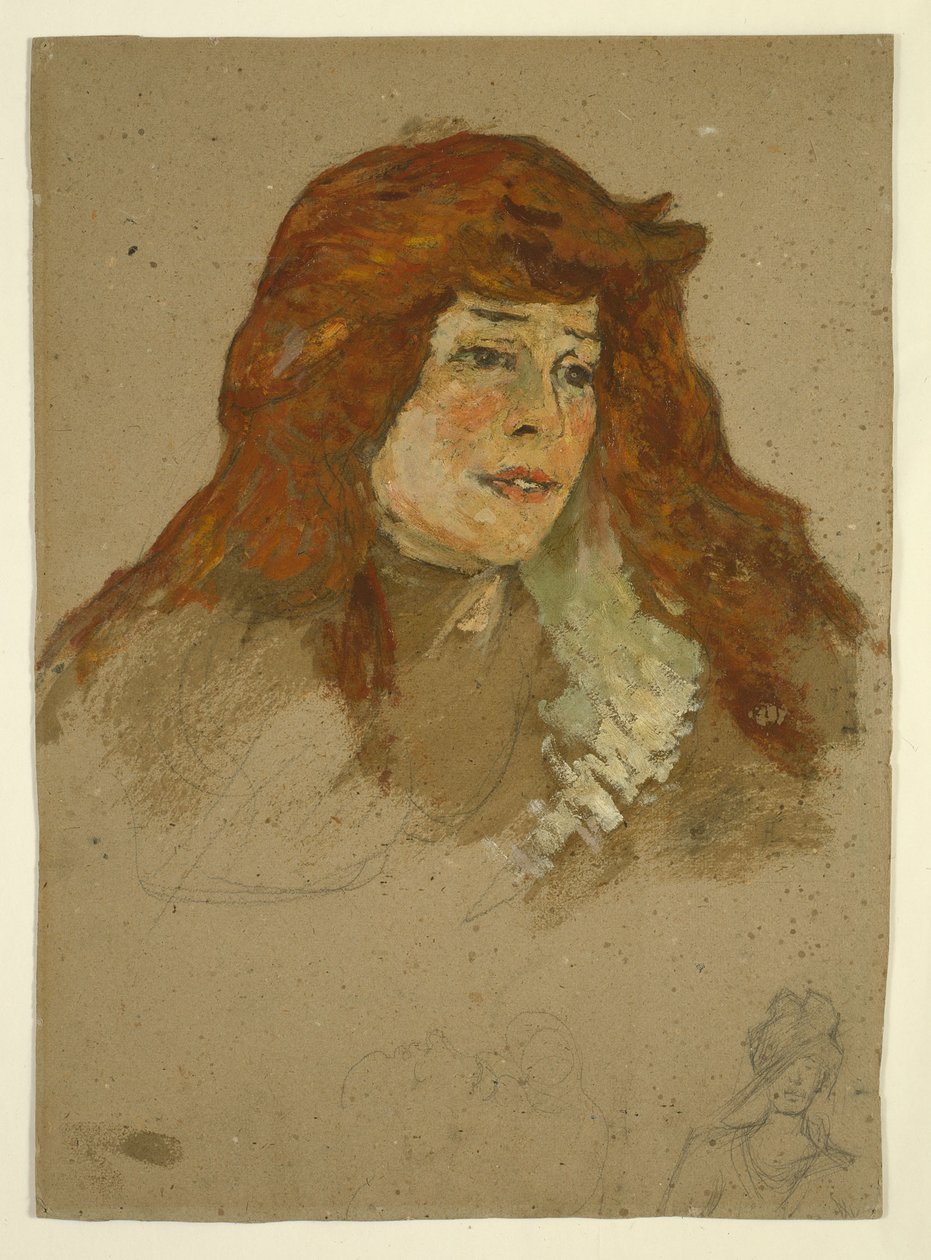 Mme Lili Grenier (recto); Landschap met kerk (verso) door Henri de Toulouse-Lautrec