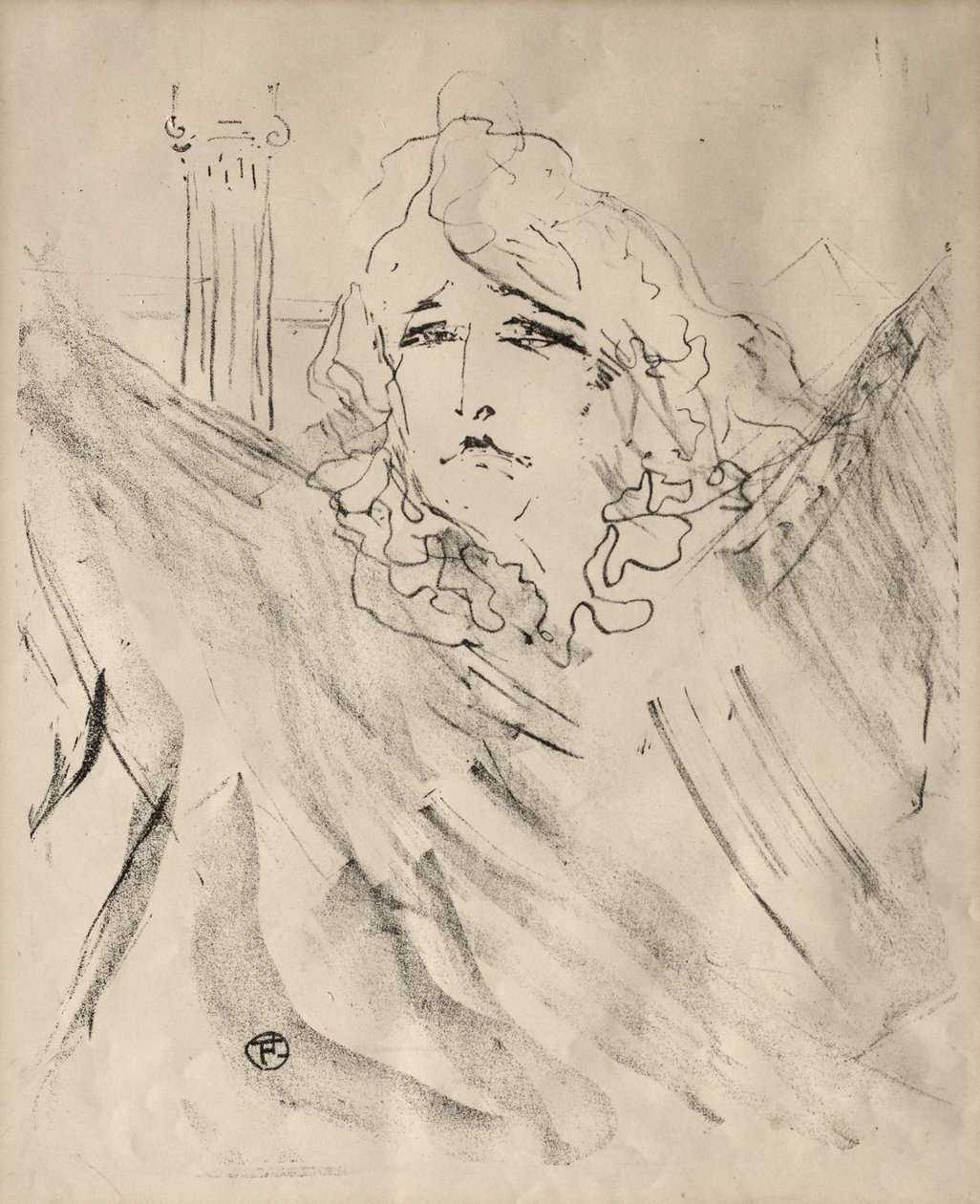 Portretten van Acteurs en Actrices: Dertien Lithografieën: Sarah Bernhardt door Henri de Toulouse-Lautrec