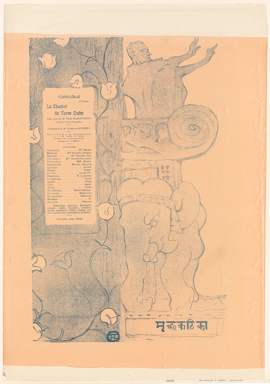 Programma voor "De kleine kleiwagen" door Henri de Toulouse-Lautrec