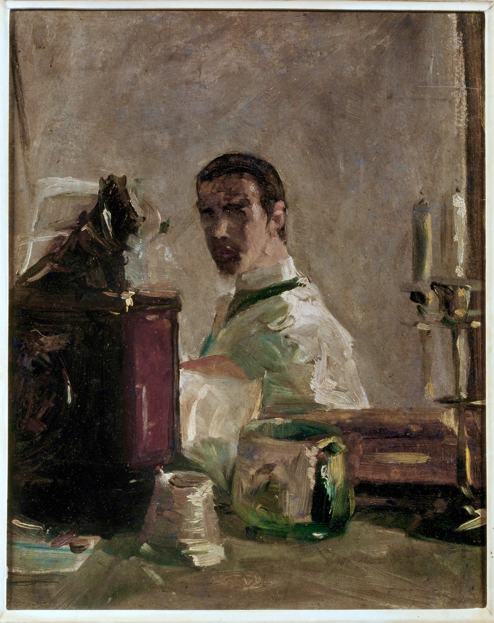 Zelfportret (schilderij op doek) door Henri de Toulouse-Lautrec