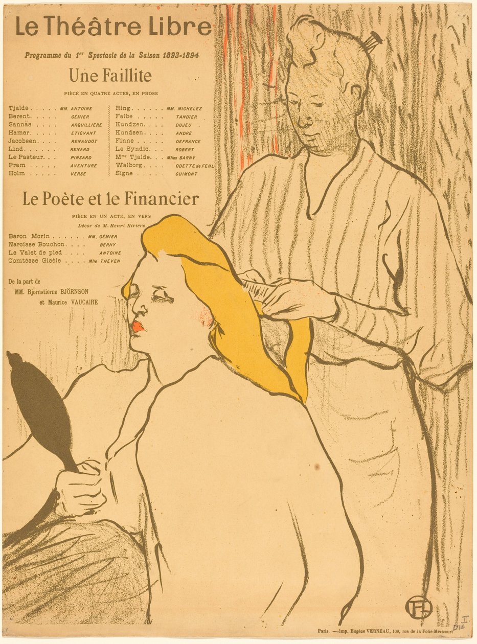 The Hairdresser - Programma van het Théâtre-Libre (De kapper - Programma van het Théâtre-Libre) door Henri de Toulouse-Lautrec