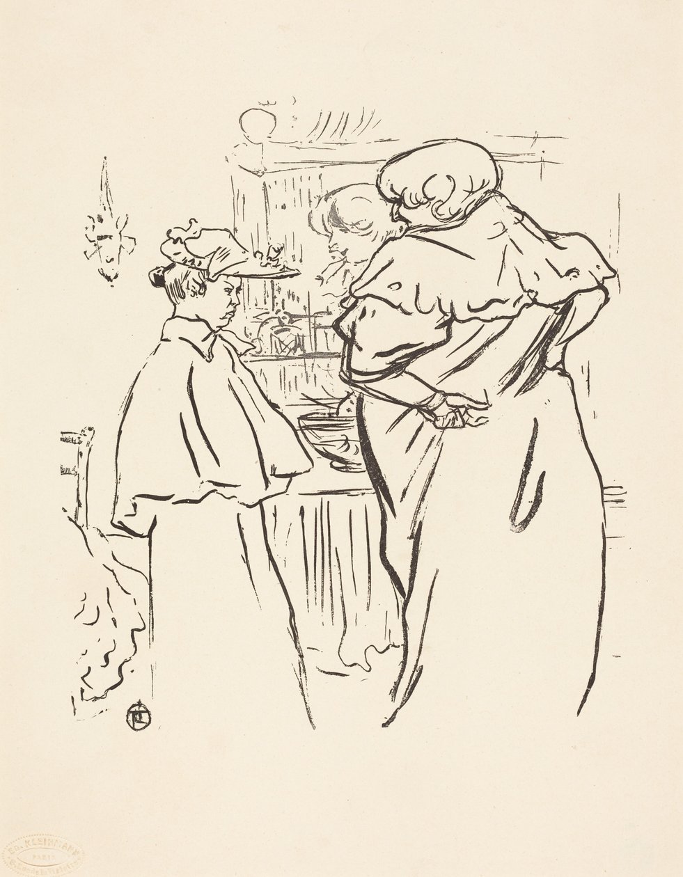 Twee vrouwen voor een spiegel door Henri de Toulouse-Lautrec