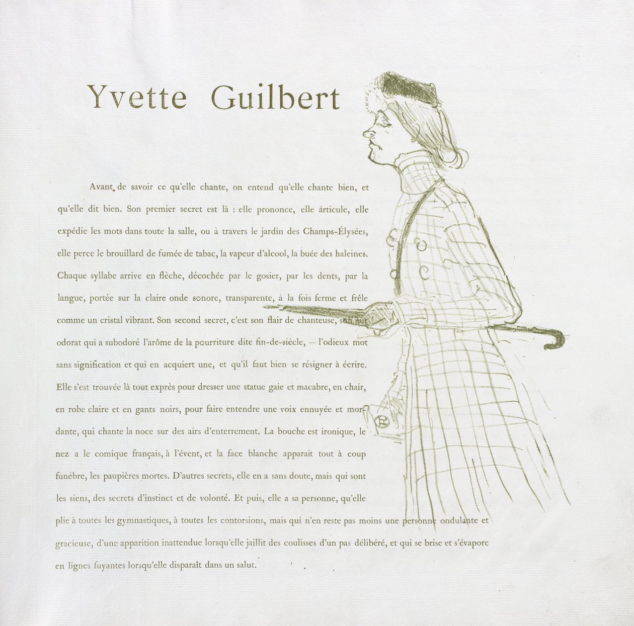 Yvette Guilbert - Franse Serie: Nr. 1 door Henri de Toulouse-Lautrec