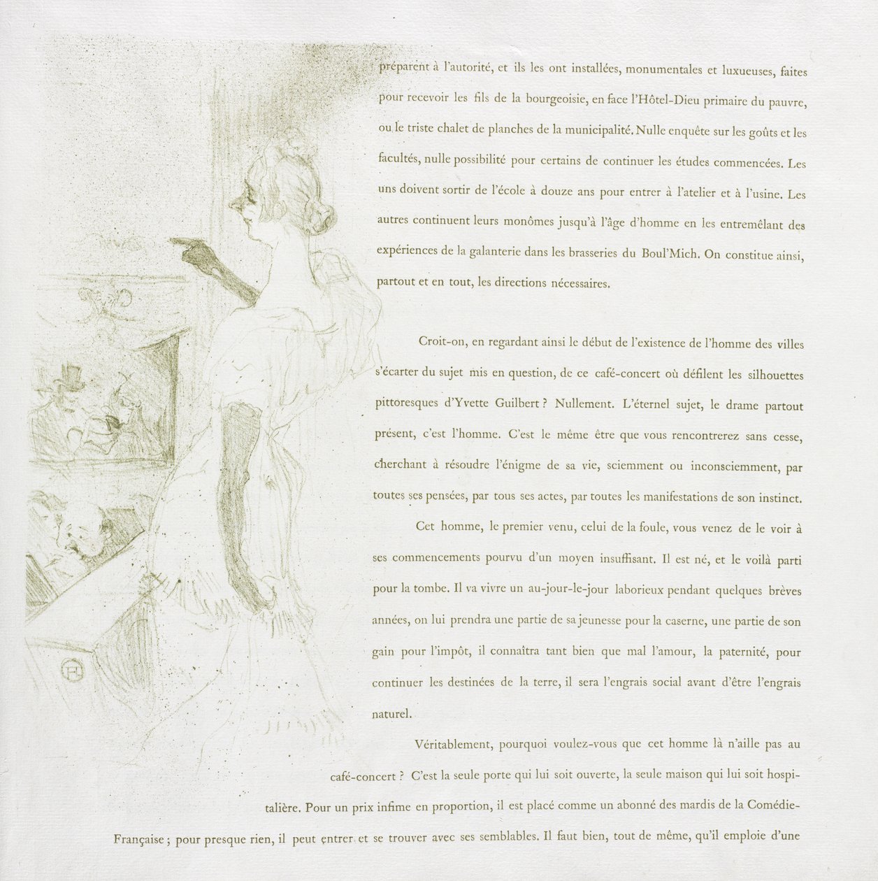 Yvette Guilbert - Franse Serie: Nr. 6 door Henri de Toulouse-Lautrec