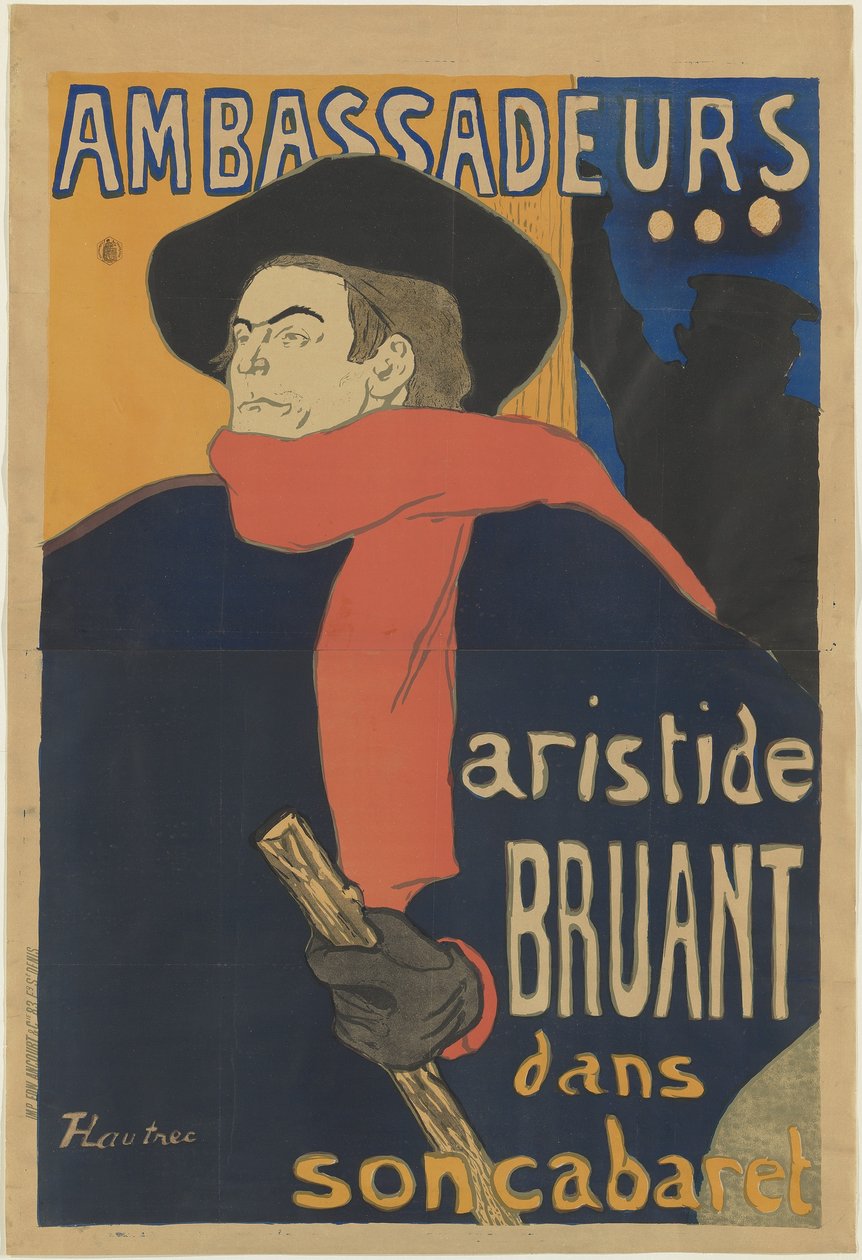 Ambassadeurs: Aristide Bruant, 1892 door Henri de Toulouse Lautrec