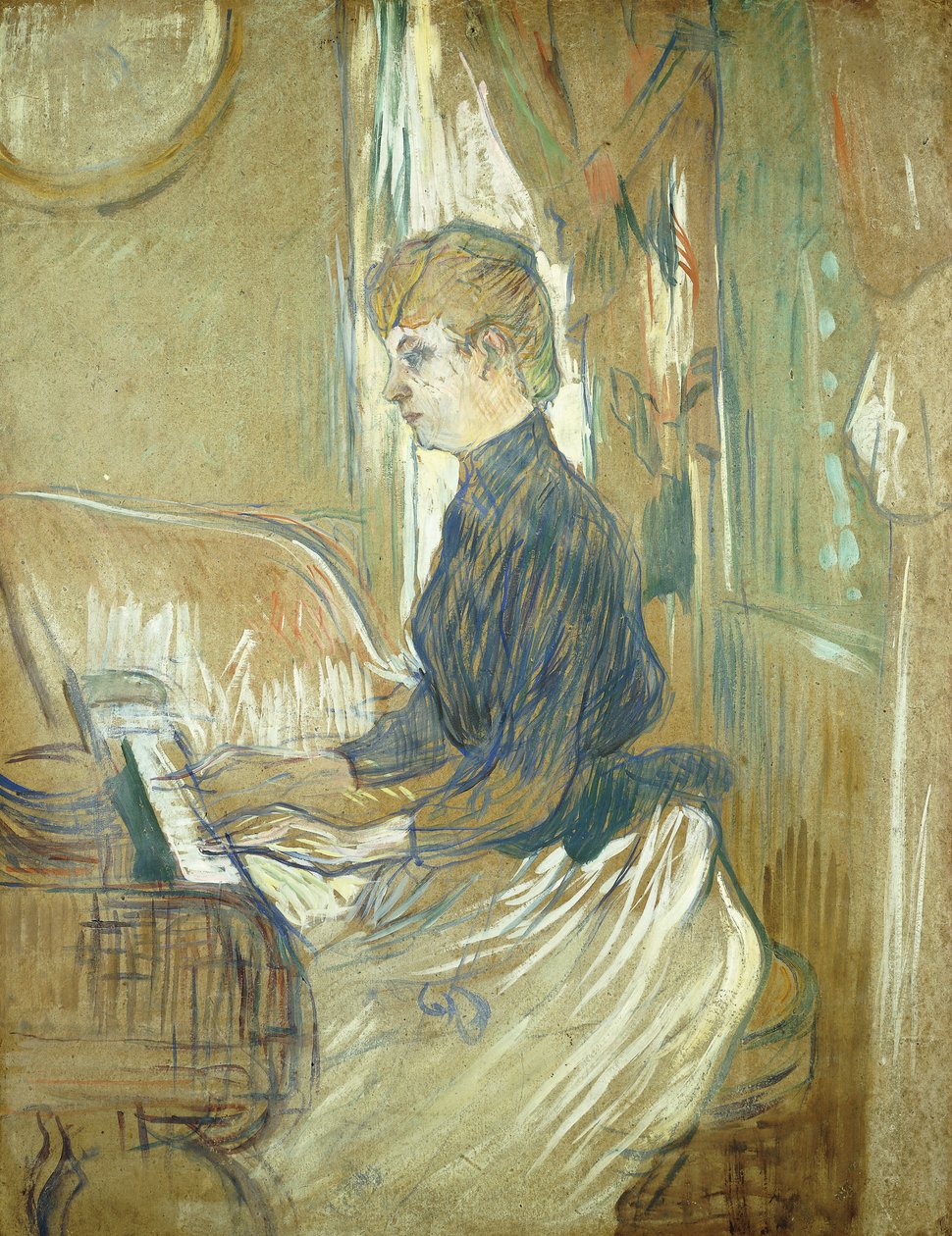 Aan de Piano, Madame Juliette Pascal in de Salon van het Chateau de Malrome, 1896 door Henri de Toulouse Lautrec