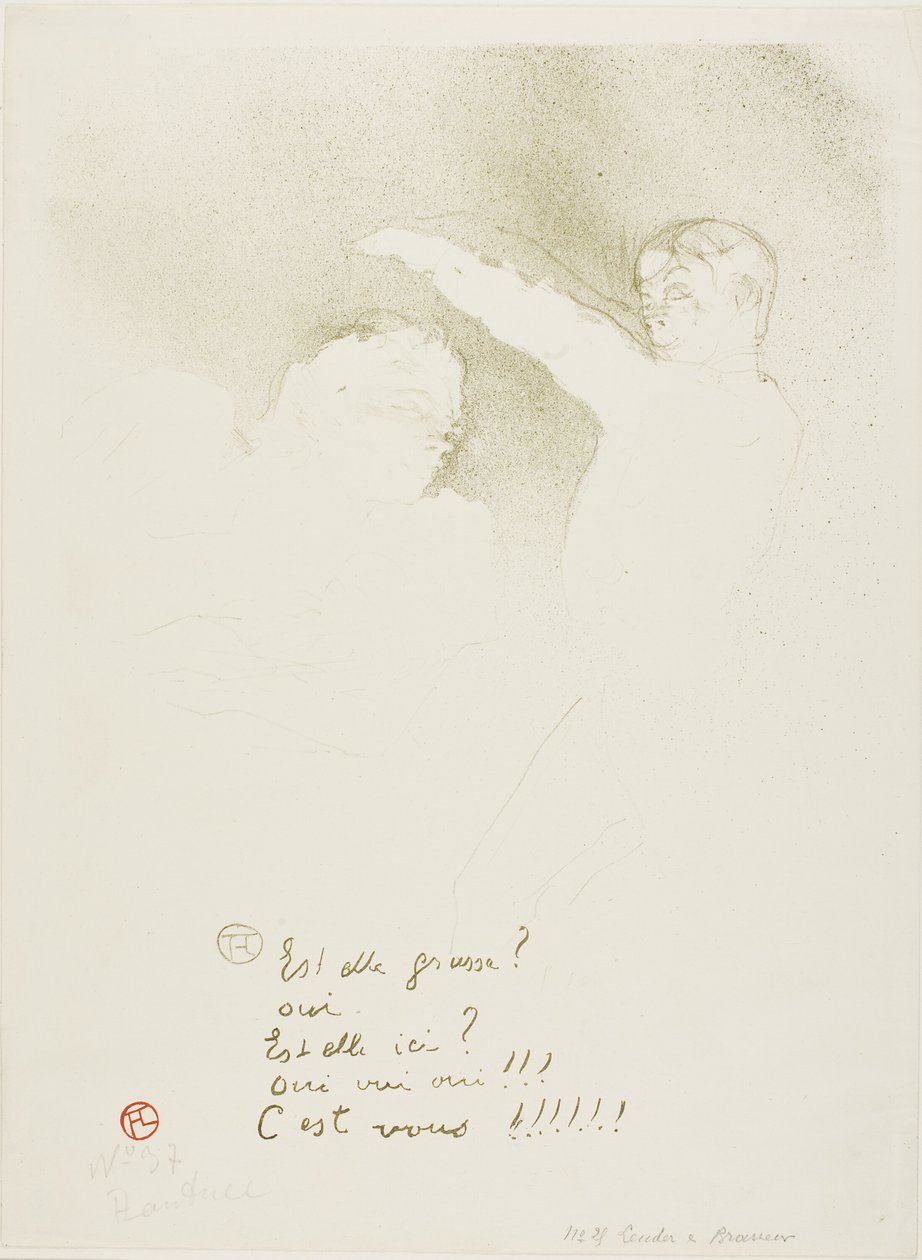 Bij de Variétés: Mademoiselle Lender en Brasseur door Henri de Toulouse Lautrec