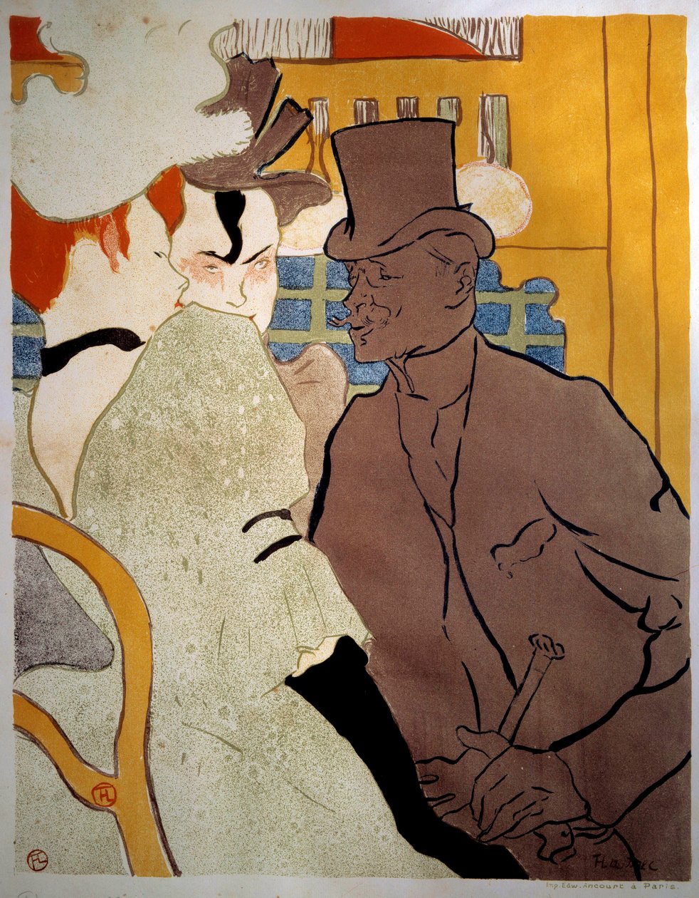 Engelsen in de Moulin Rouge Lithografie door Henri de Toulouse Lautrec (1864-1901) 1892 Albi, Musee Toulouse Lautrec door Henri de Toulouse Lautrec