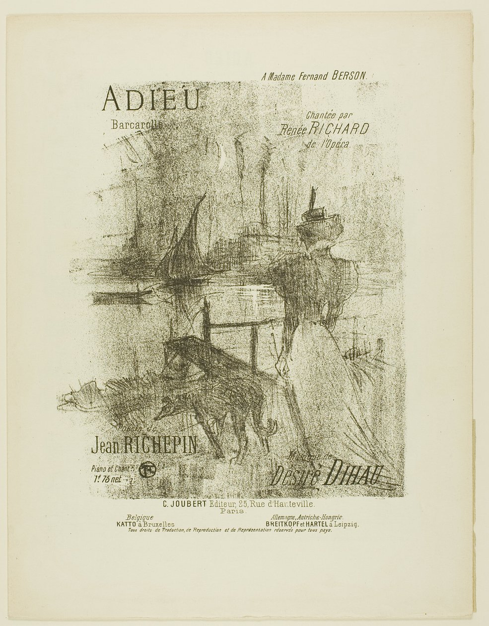 Afscheid, uit Mélodies de Désiré Dihau door Henri de Toulouse Lautrec