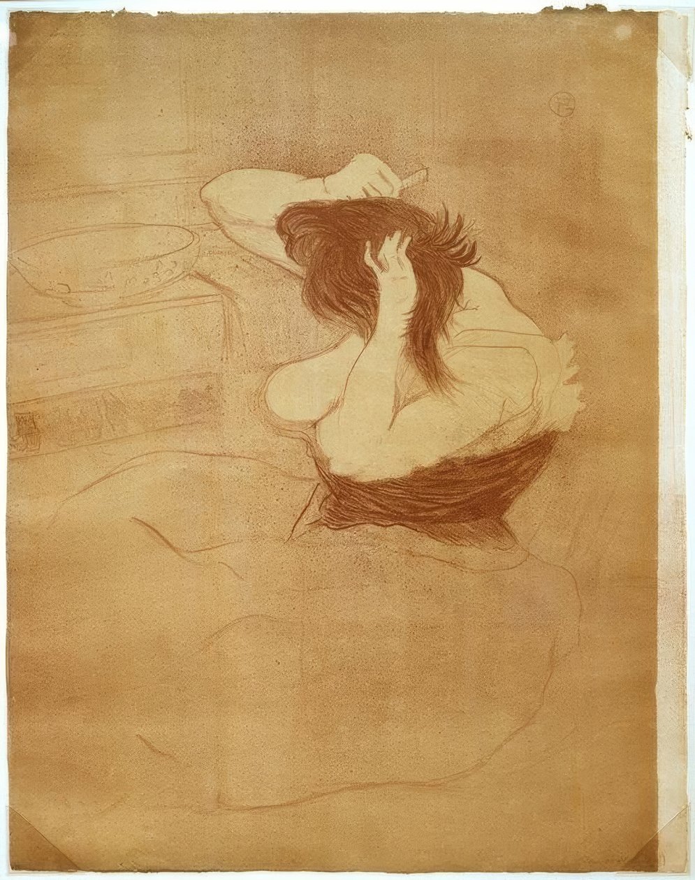 Vrouw die haar haar kamt, Het kapsel door Henri de Toulouse Lautrec
