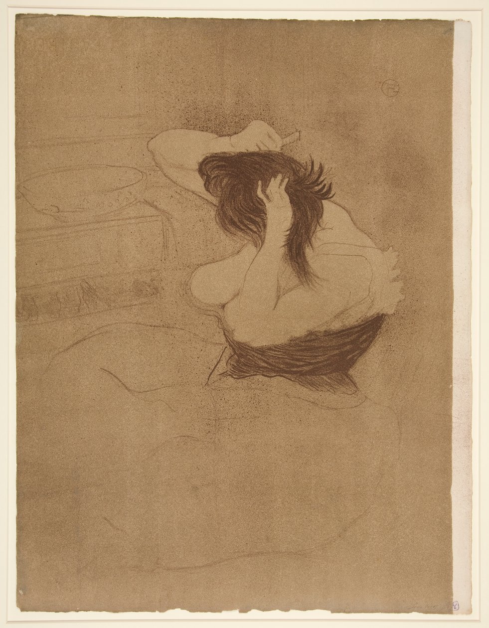 Vrouw die Haar Kamt, uit de serie Elles door Henri de Toulouse Lautrec
