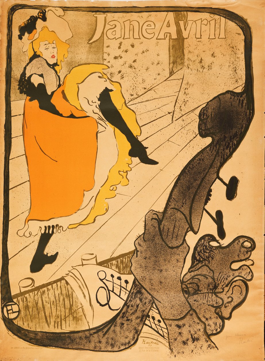 Jane Avril, 1893 door Henri de Toulouse Lautrec