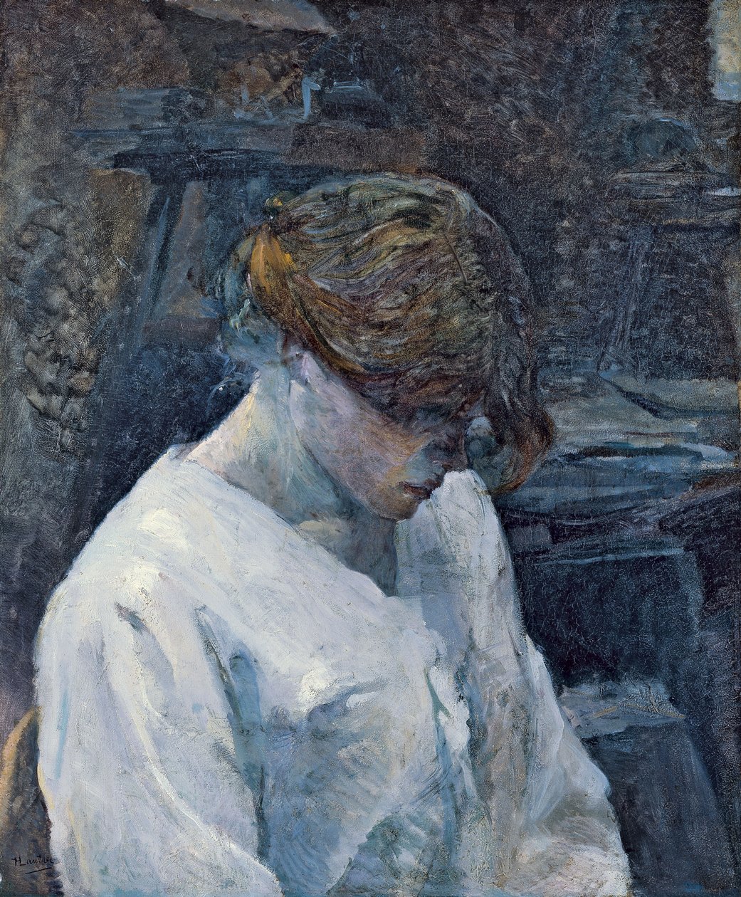 La Rousse in een witte blouse door Henri de Toulouse Lautrec