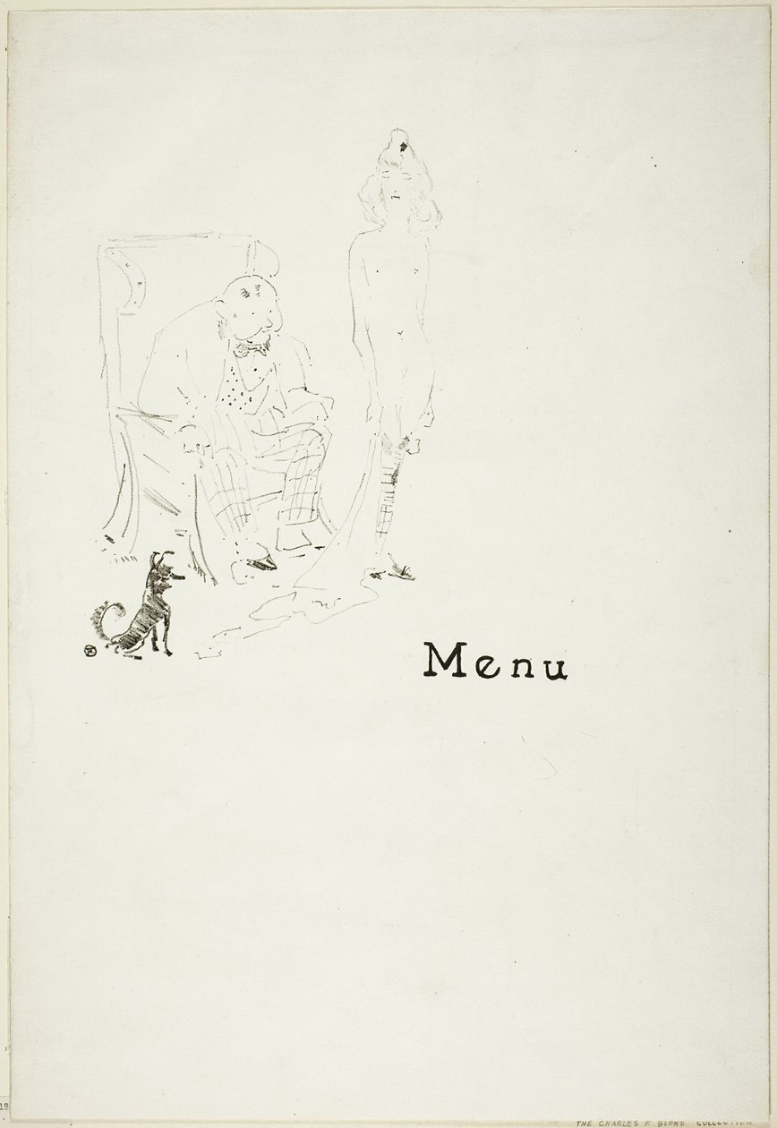 Het naakte meisje: Menu door Henri de Toulouse Lautrec