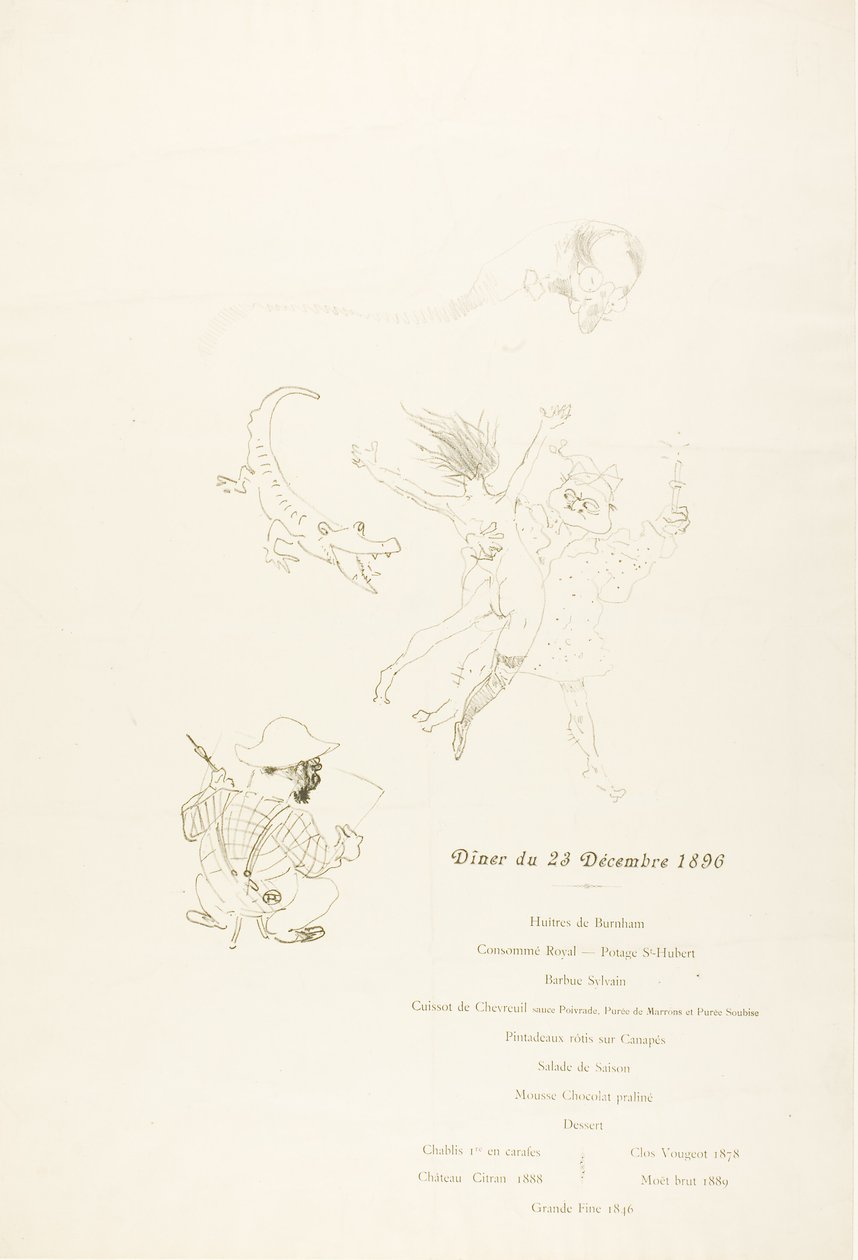 De krokodil, Menu door Henri de Toulouse Lautrec