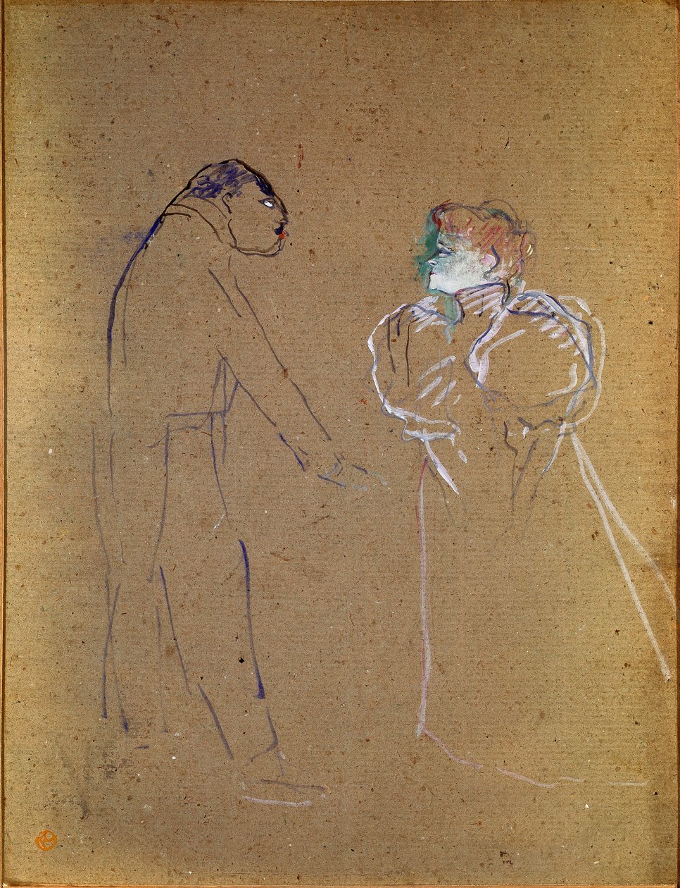 Lucien Germain Guitry (1860-1925) en Jeanne Granier. Tekening door Henri de Toulouse-Lautrec door Henri de Toulouse Lautrec