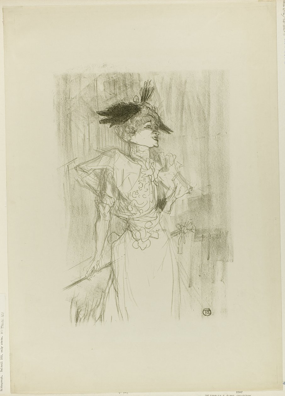 Juffrouw Marcelle Lender, Staand door Henri de Toulouse Lautrec