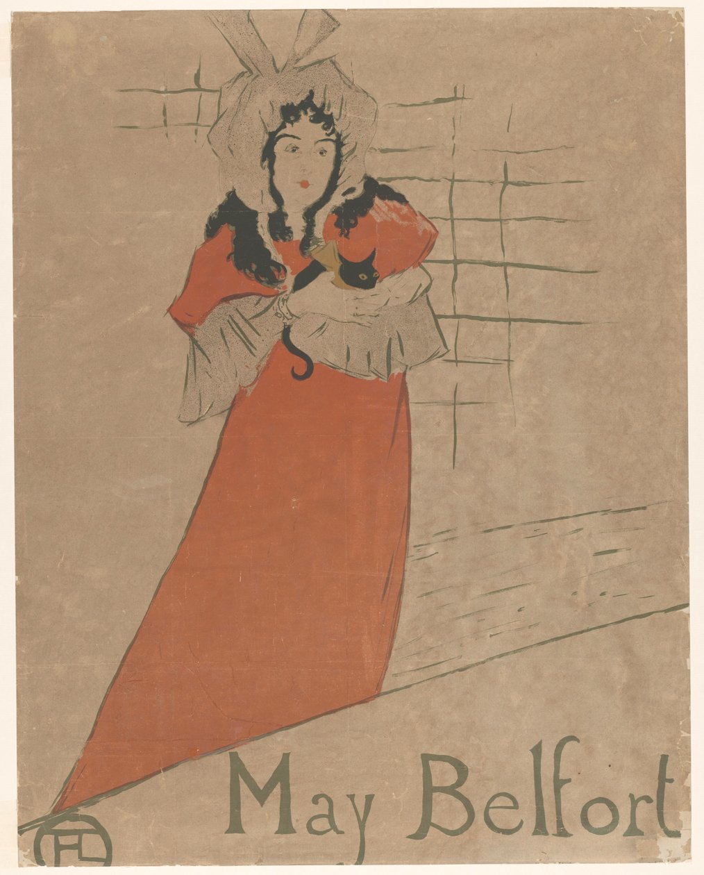 May Belfort met een kat in haar armen door Henri de Toulouse Lautrec