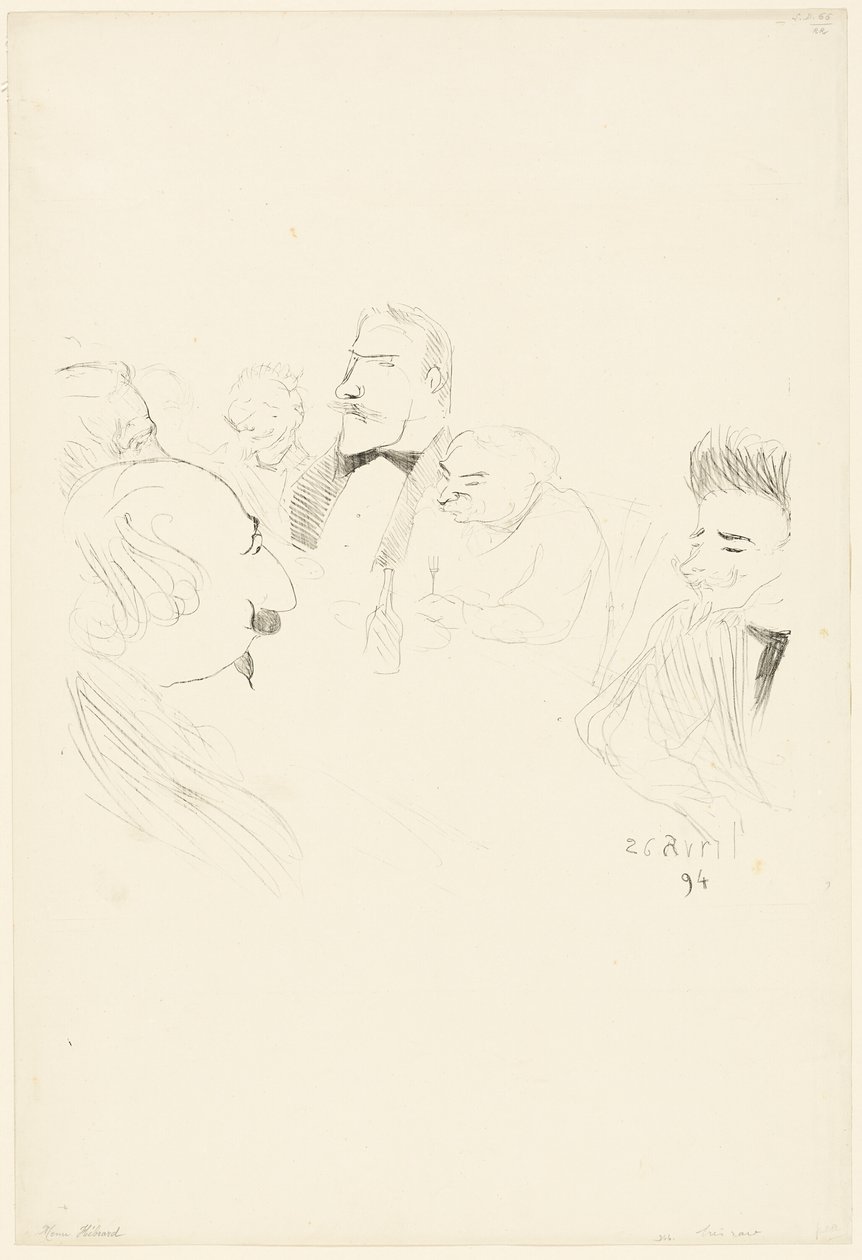 Menukaart voor Adrien Hébrard door Henri de Toulouse Lautrec