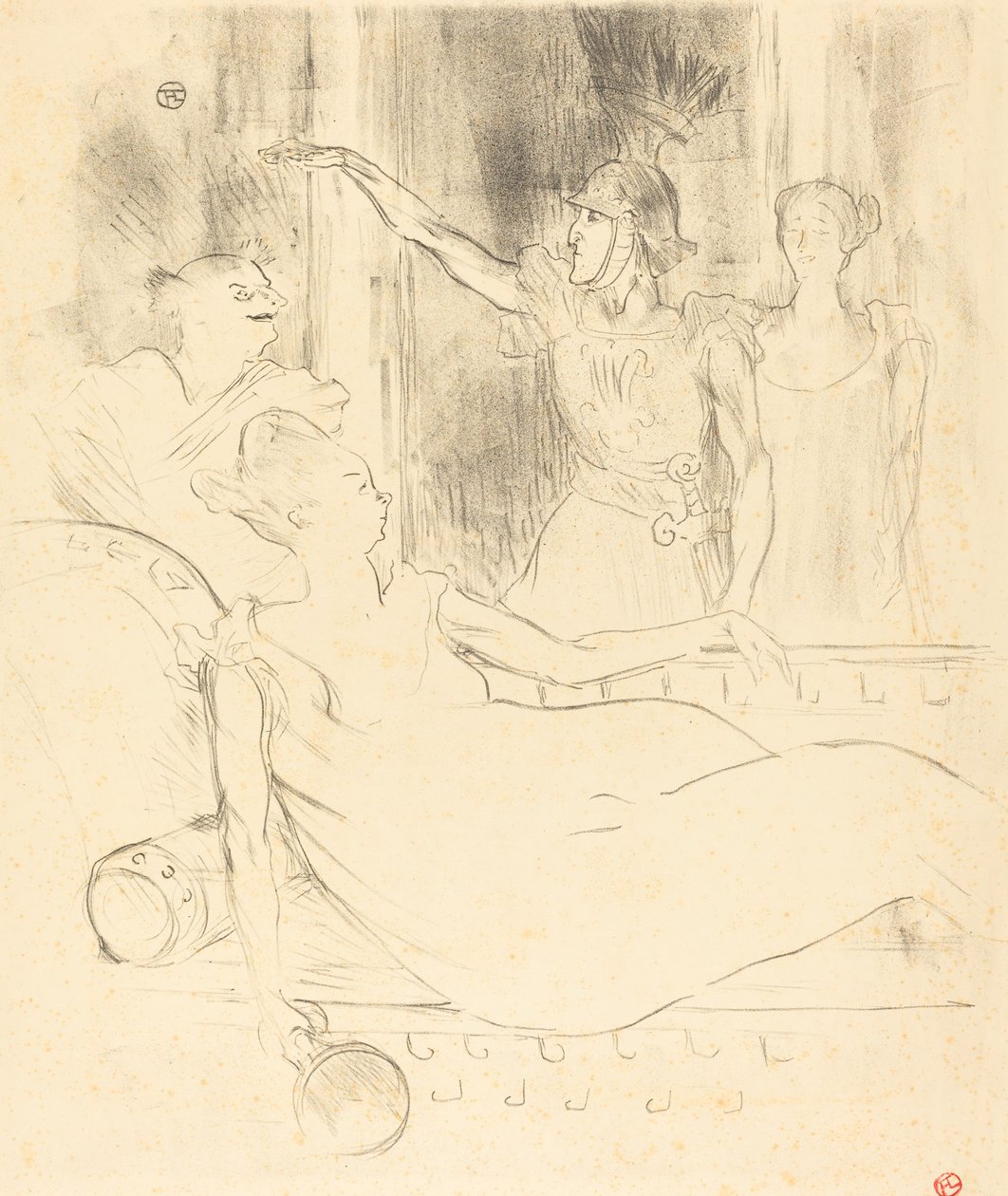 Mme. Simon-Girard, Brasseur, en Guy in La belle Helene door Henri de Toulouse Lautrec