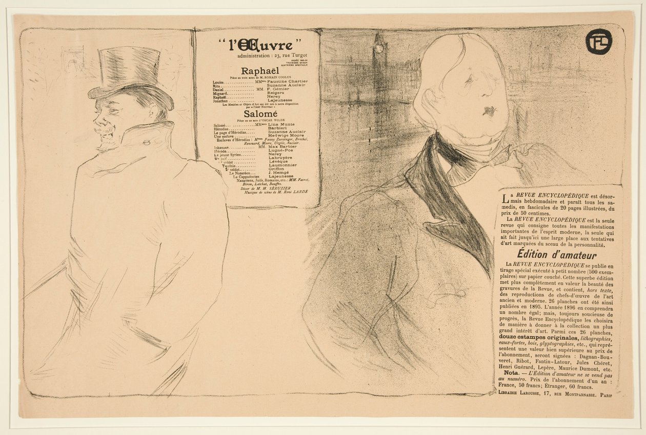 Oscar Wilde en Romain Coolus door Henri de Toulouse Lautrec