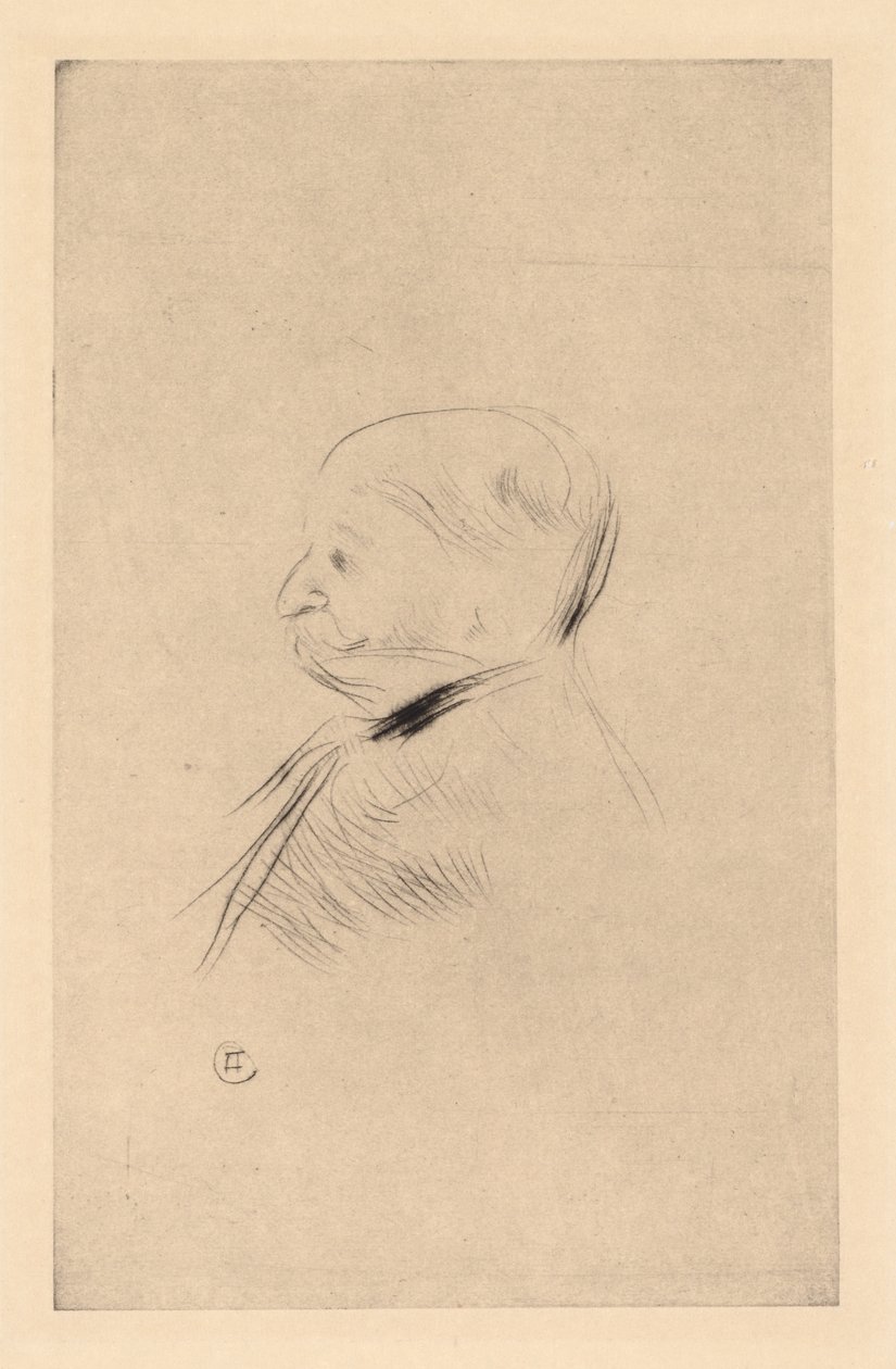Portret van een Man (detail) door Henri de Toulouse Lautrec
