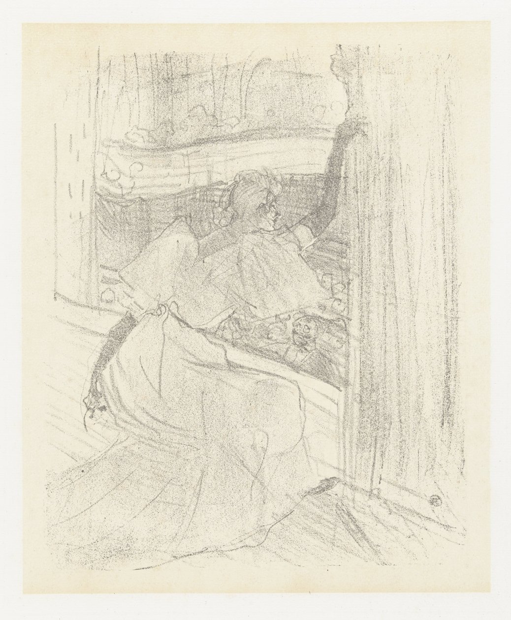 Portret van actrice Yvette Guilbert buigend voor het publiek door Henri de Toulouse Lautrec