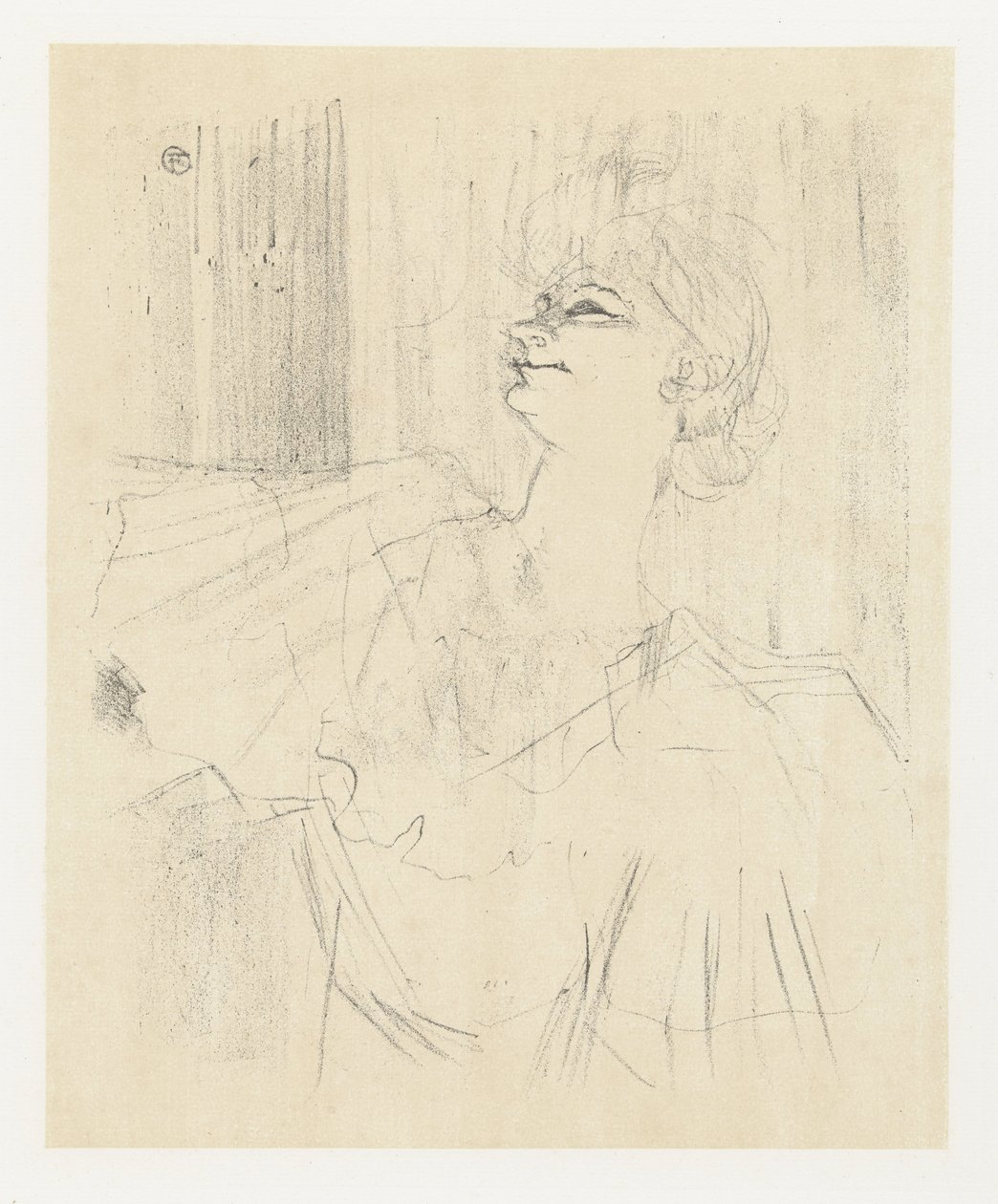 Portret van actrice Yvette Guilbert in A Ménilmontant de Bruant door Henri de Toulouse Lautrec