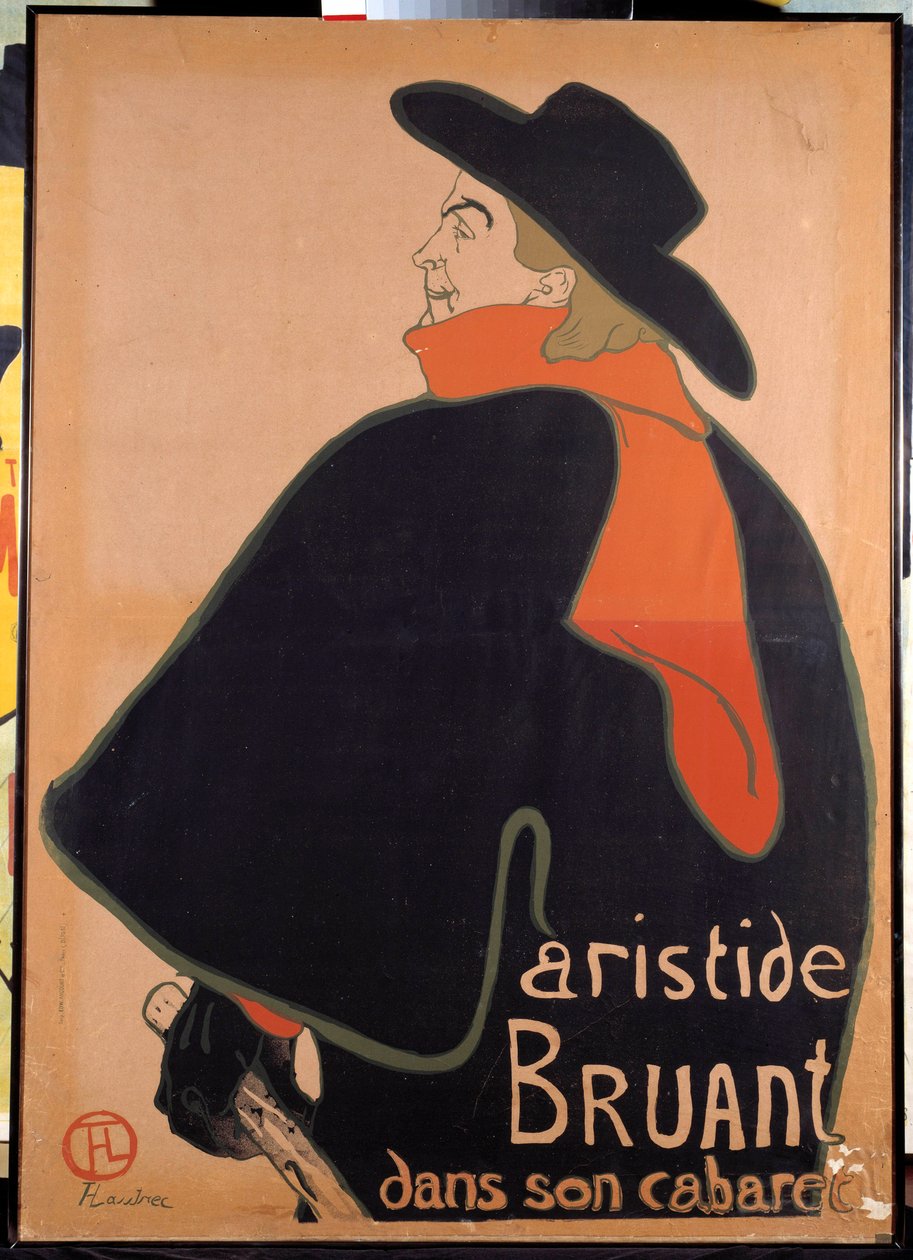 Poster met Aristide Bruant in zijn cabaret door Henri de Toulouse Lautrec