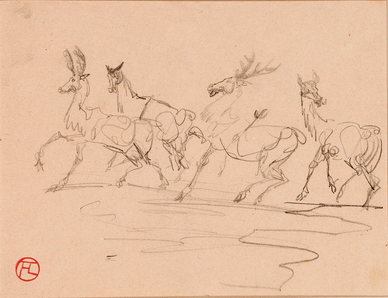 Herten en Hinden door Henri de Toulouse Lautrec