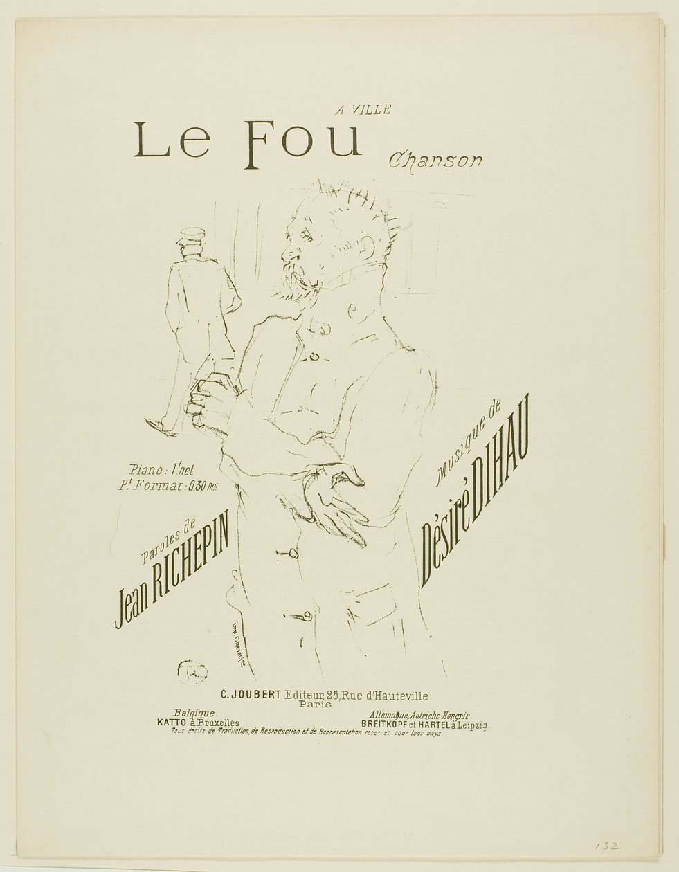 De Gek, uit Mélodies de Désiré Dihau door Henri de Toulouse Lautrec