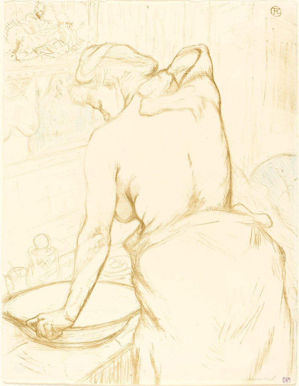 Vrouw wast zichzelf door Henri de Toulouse Lautrec