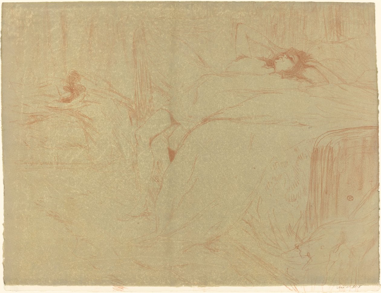 Vrouw op haar rug door Henri de Toulouse Lautrec