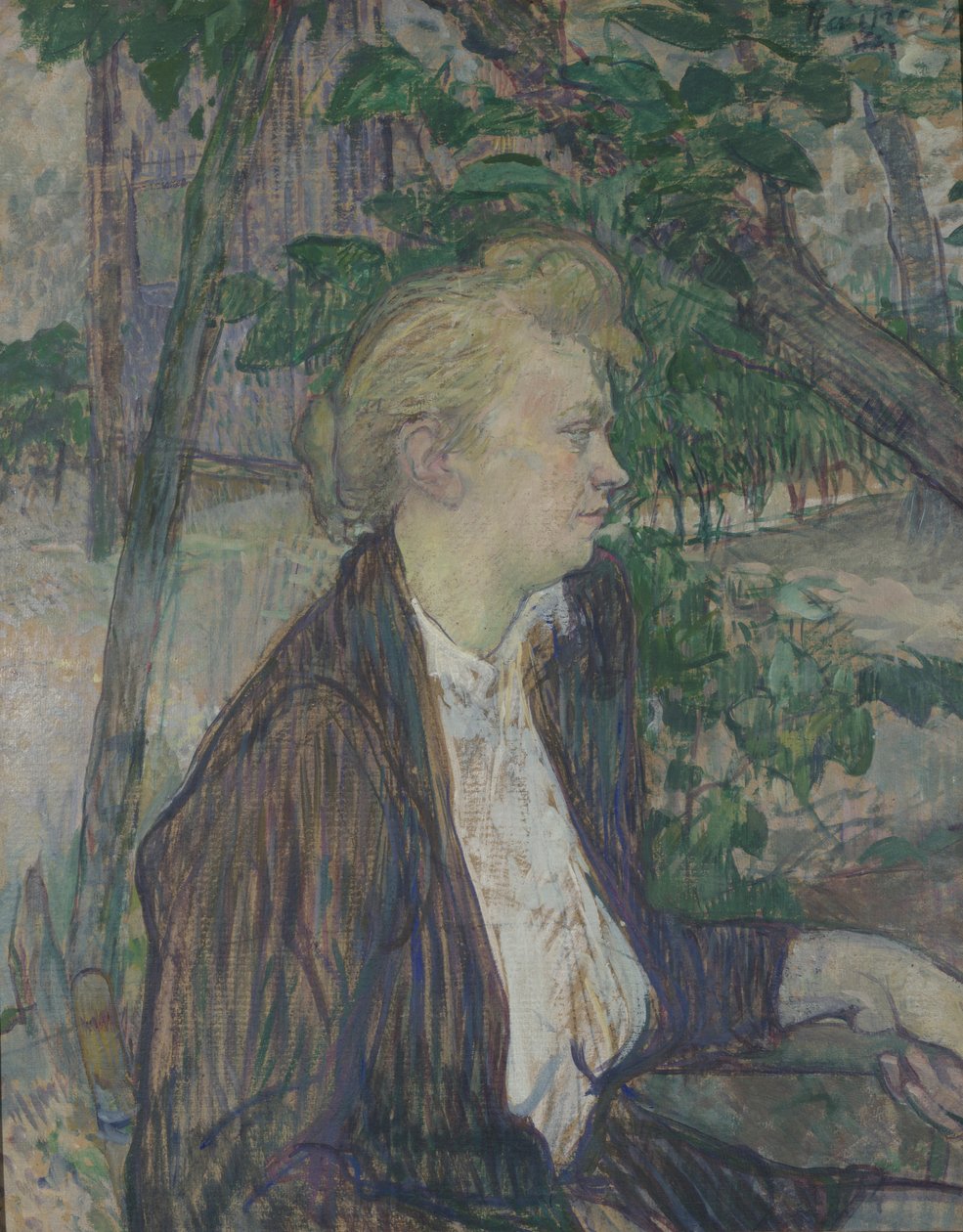 Vrouw zittend in een tuin, 1891 door Henri de Toulouse Lautrec