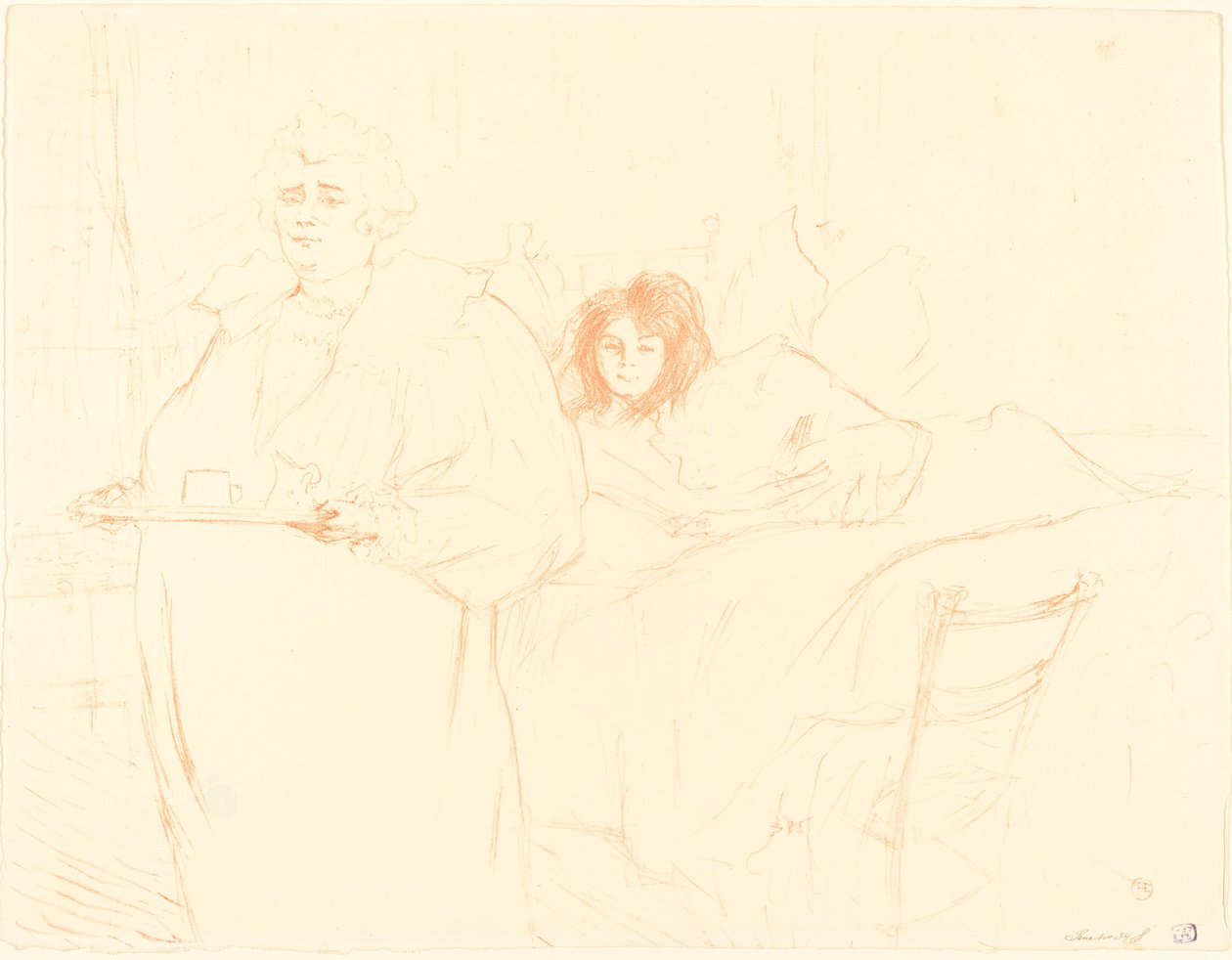 Vrouw met een dienblad door Henri de Toulouse Lautrec