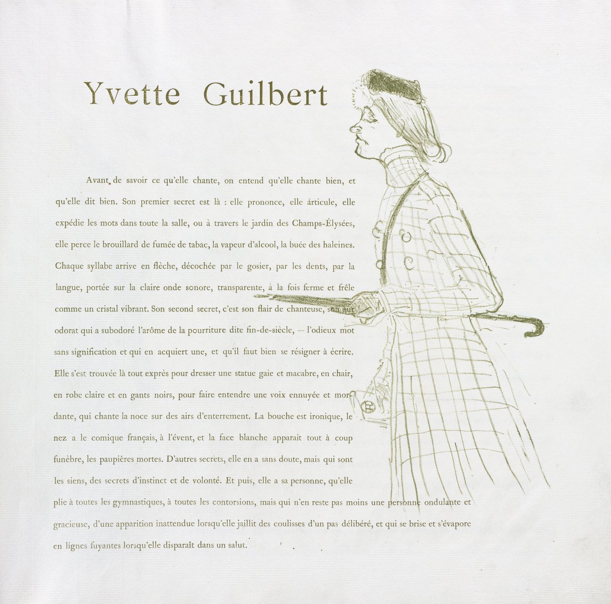 Yvette Guilbert - Franse Serie: Nr. 1 door Henri de Toulouse Lautrec