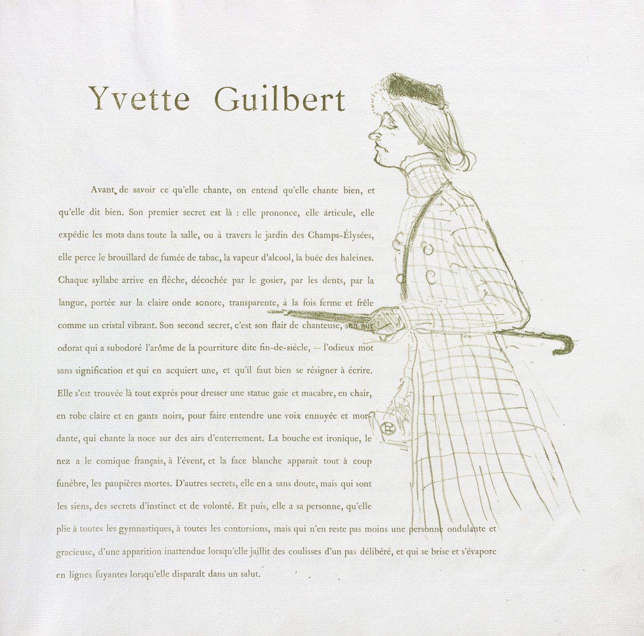 Yvette Guilbert-Franse Serie: Nr. 1, 1894 door Henri de Toulouse Lautrec