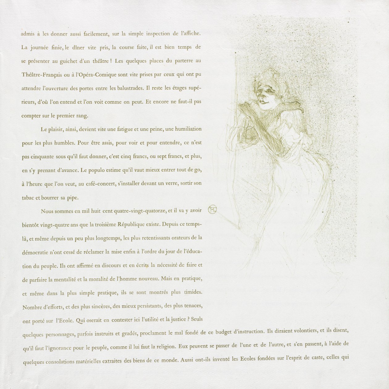 Yvette Guilbert-Franse serie: nr. 5, 1894 door Henri de Toulouse Lautrec