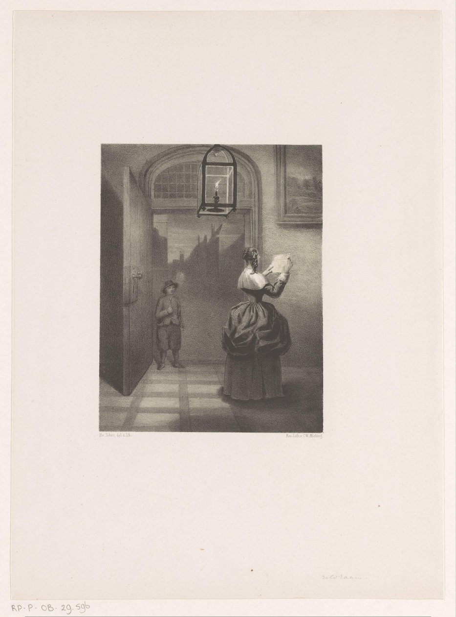 Brieflezende vrouw door Henri van Seben
