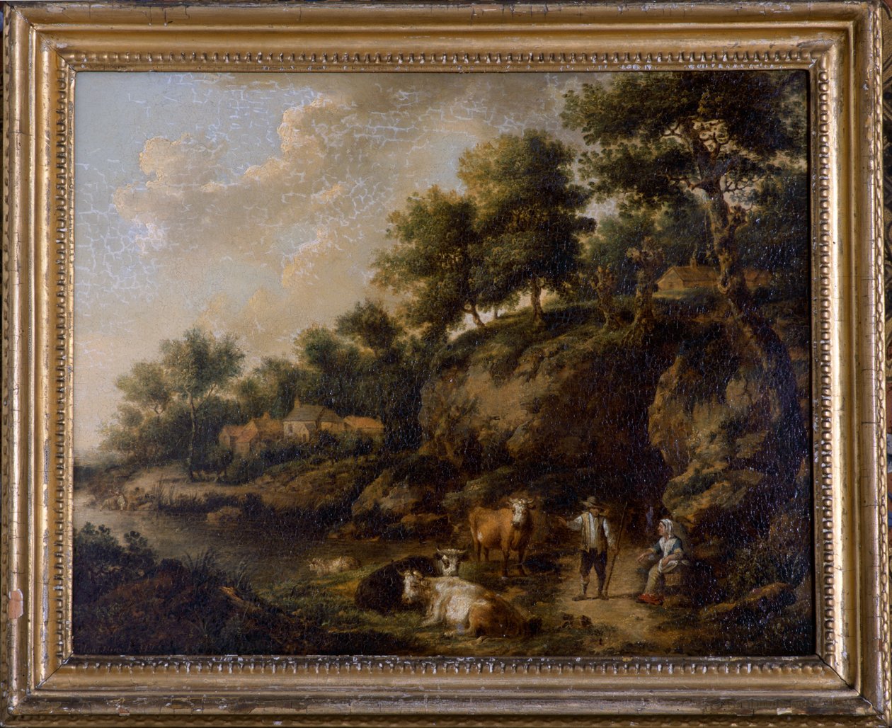 Landschap met koeherder door Henricus Josephus Antoniessen