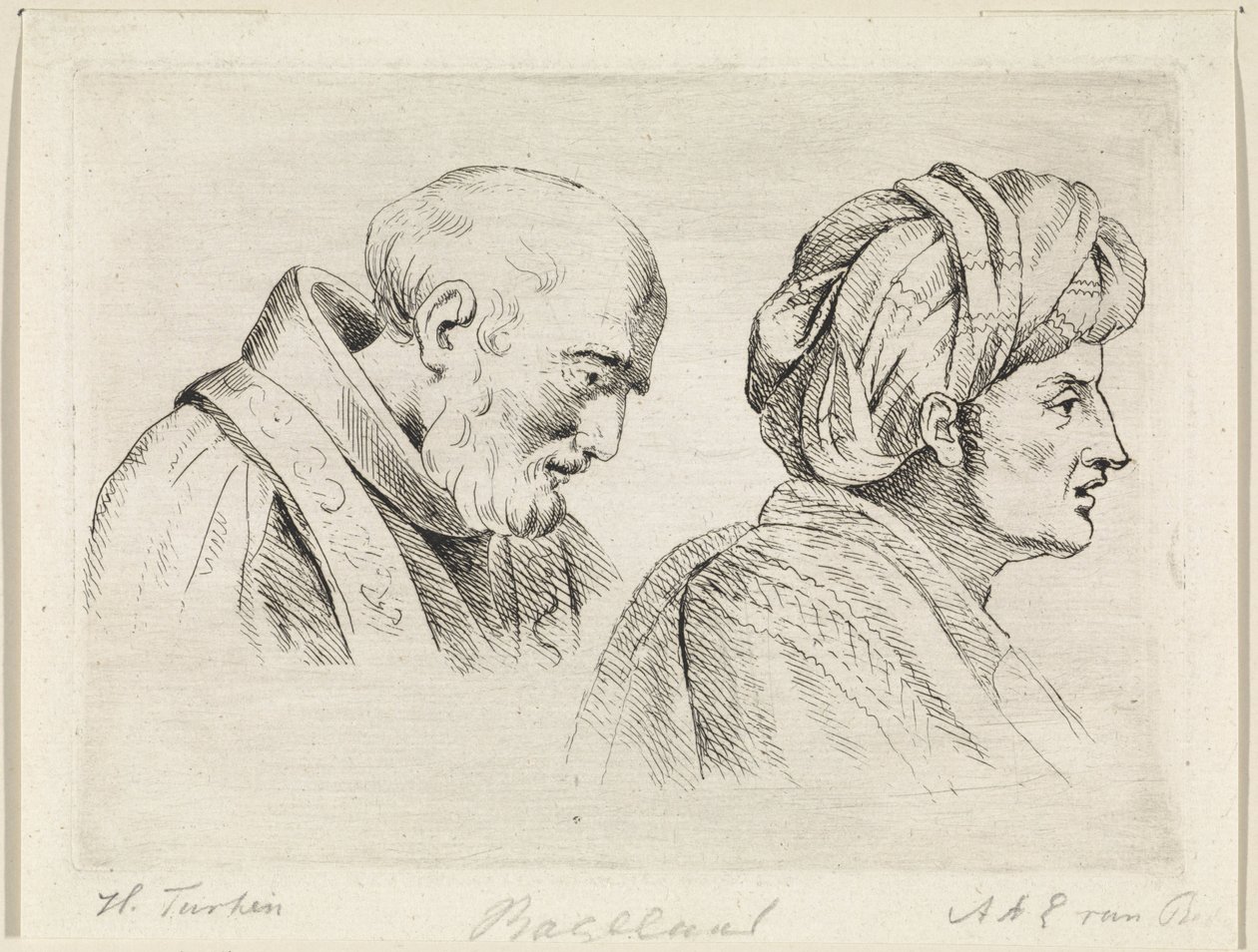 Geestelijke en een man met tulband door Henricus Turken