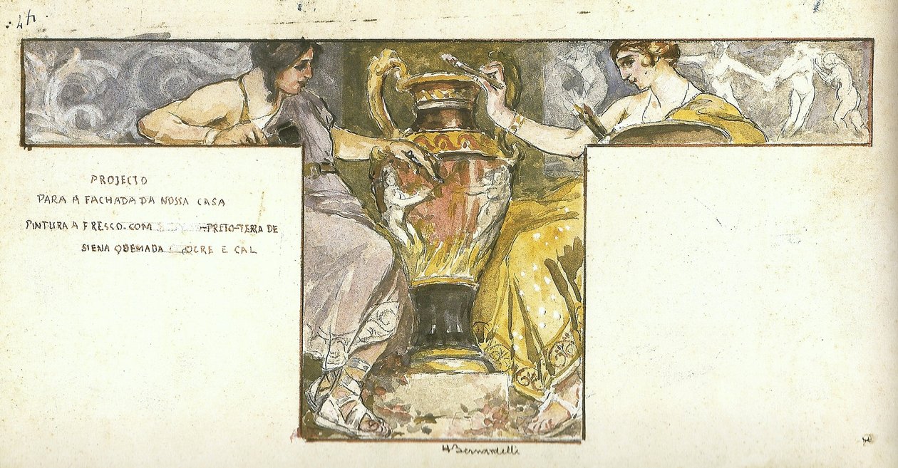 Project voor een fresco [op de gevel van het huis van de gebroeders Bernardelli] door Henrique Bernardelli