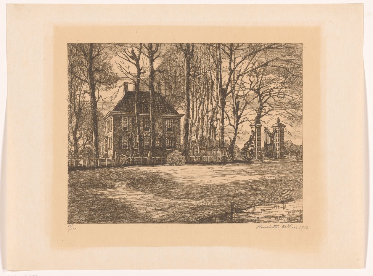 Buitenhuis tussen de bomen door Henriëtte de Vries (signed by artist)
